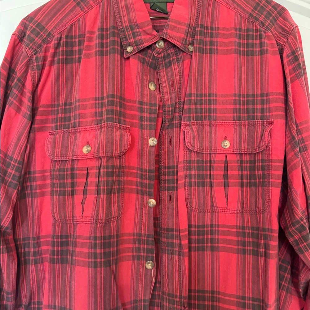 Classic Eddie Bauer Red Plaid Shirt with Pockets